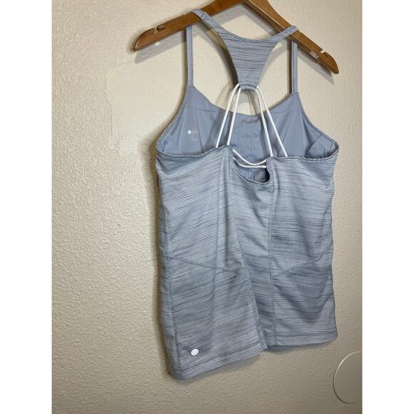 Zella Athletic Activewear Strappy Racerback Light Heather Gray Shelf Bra Tank Lg - Picture 5 of 9